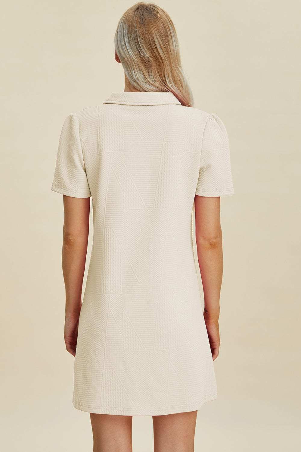 Double Take Full Size Texture Short Sleeve Dress - Trendsi - Flyclothing LLC