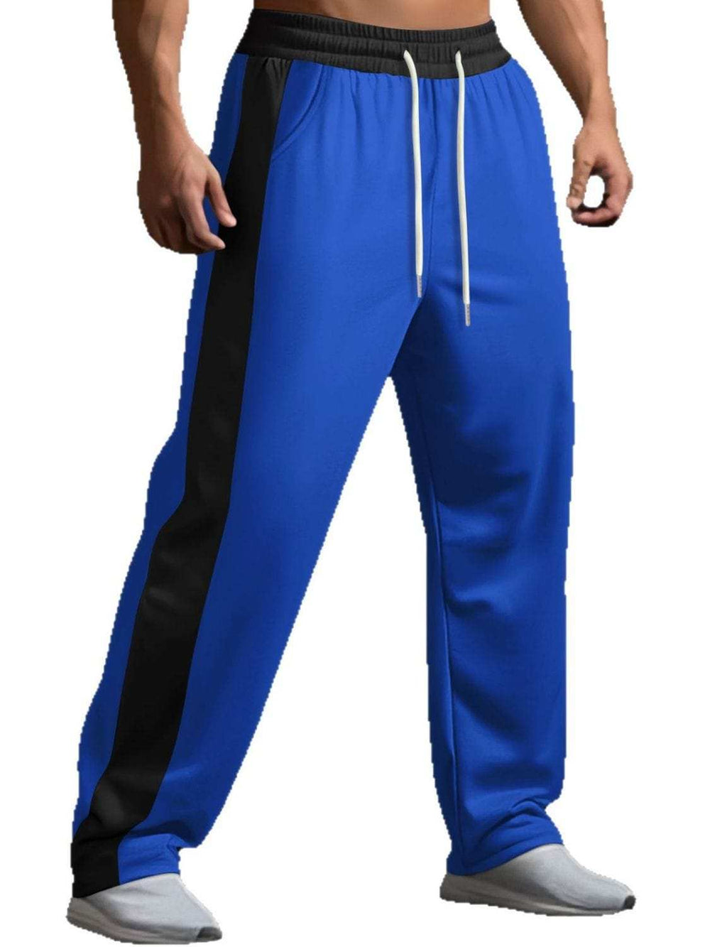 Men's Full Size Drawstring Contrast Wide Leg Pants Plus Size - Trendsi - Flyclothing LLC