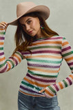SO ME Mardi Gras Color Stripe Stretch Mesh Top - Trendsi - Flyclothing LLC