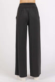 Mittoshop Stretch Banded Waist Wide Leg Pants with Pockets - Trendsi - Flyclothing LLC