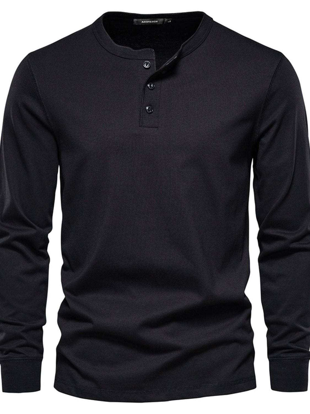 Men's Full Size Quarter Button Round Neck Long Sleeve T-Shirt Plus Size - Trendsi - Flyclothing LLC