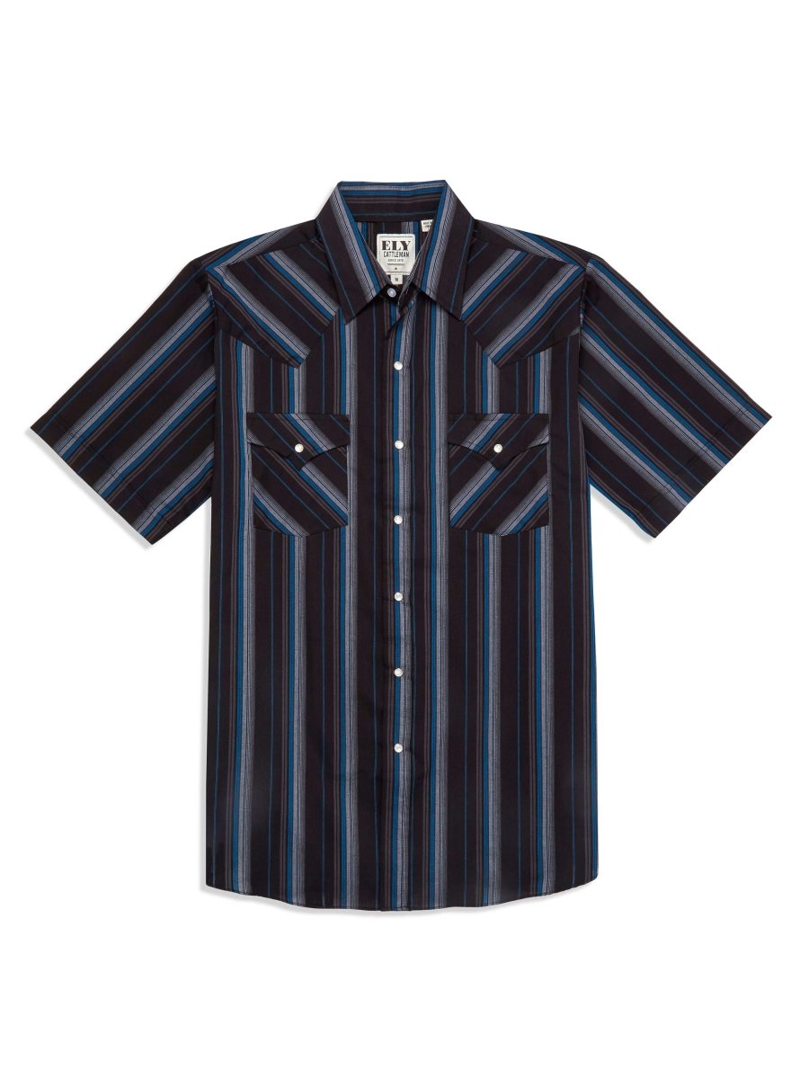 Men's Ely Cattleman Short Sleeve Stripe Western Snap Shirt - Ely Cattleman - Flyclothing LLC