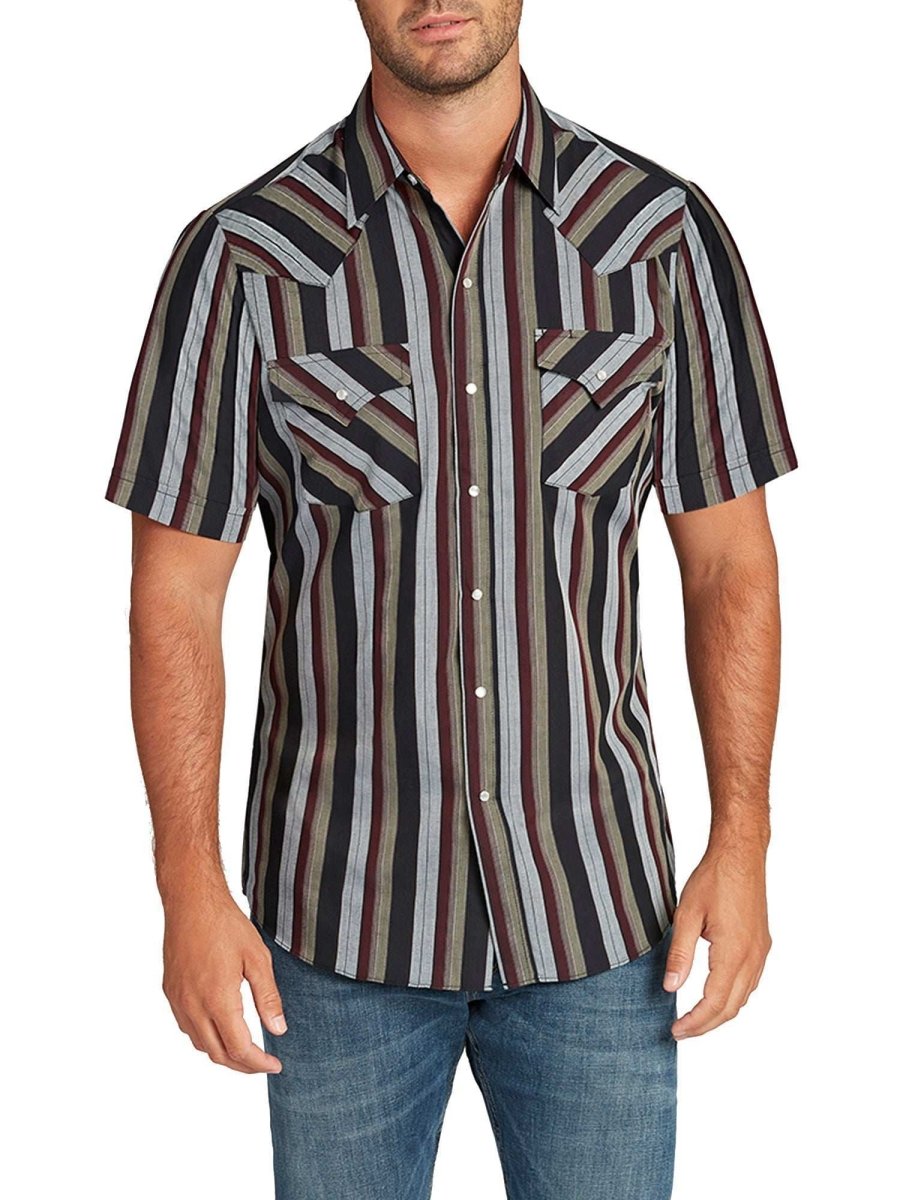 Men's Ely Cattleman Short Sleeve Stripe Western Snap Shirt - Ely Cattleman - Flyclothing LLC