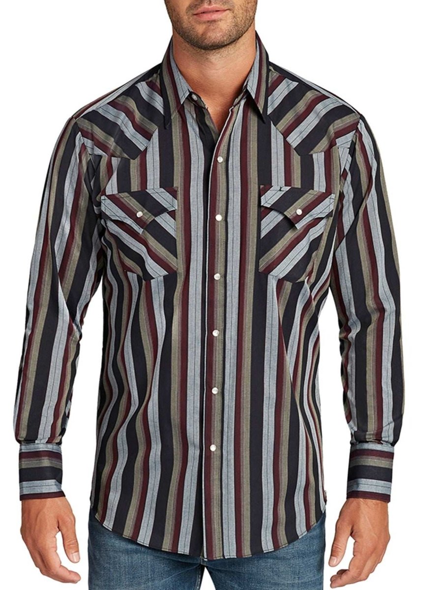 Men's Ely Cattleman Long Sleeve Stripe Western Snap Shirt - Ely Cattleman - Flyclothing LLC