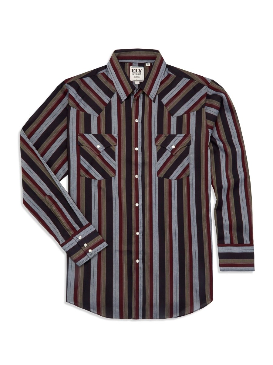 Men's Ely Cattleman Long Sleeve Stripe Western Snap Shirt - Ely Cattleman - Flyclothing LLC