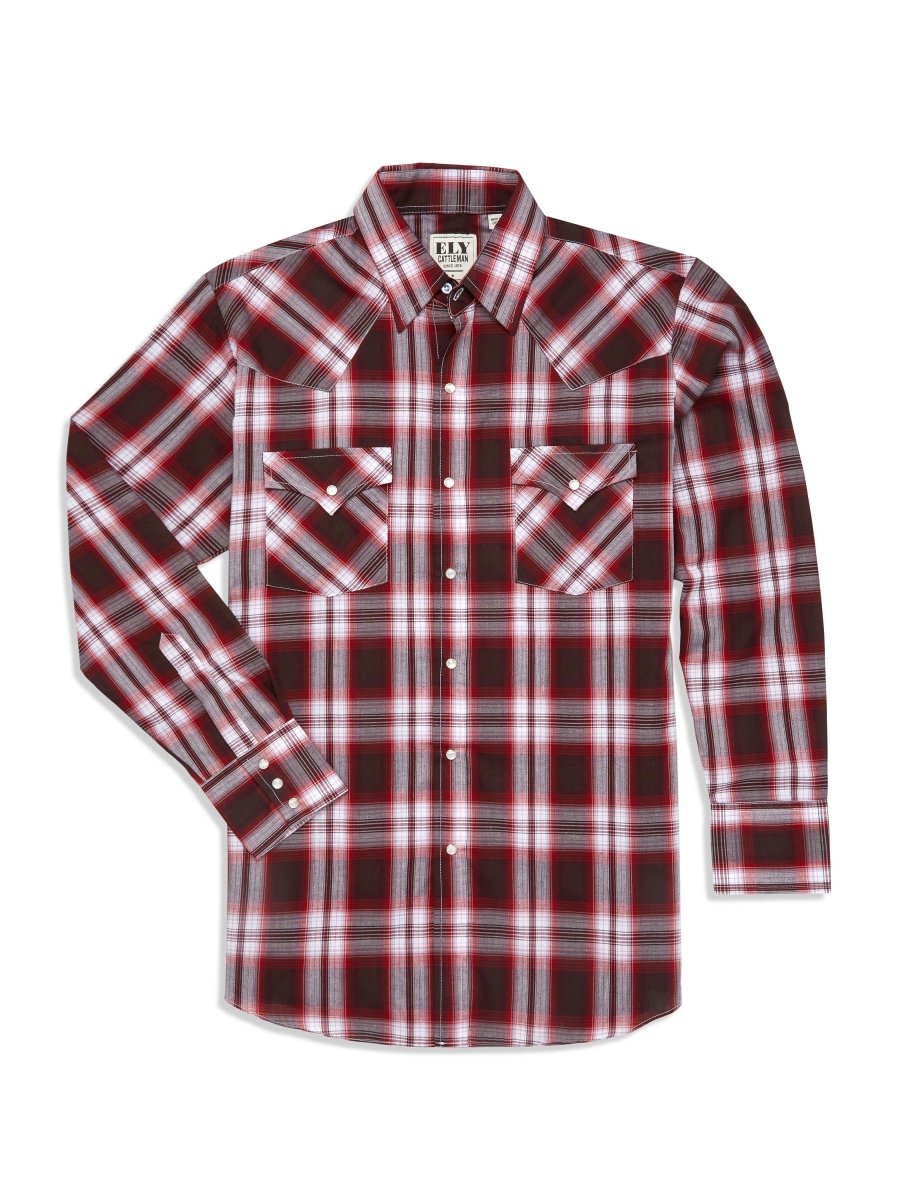 Men's Ely Cattleman Long Sleeve Plaid Western Snap Shirt - Ely Cattleman - Flyclothing LLC
