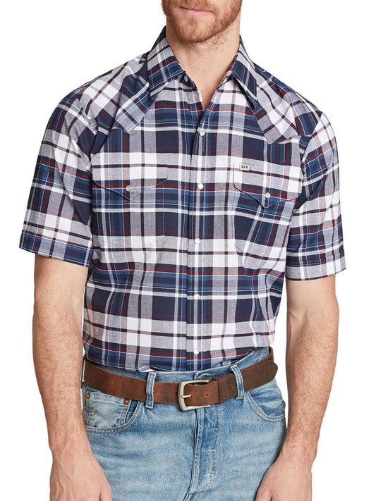 Men's Ely Cattleman Short Sleeve Western Wrinkle Resistant Plaid Shirt - Ely Cattleman - Flyclothing LLC