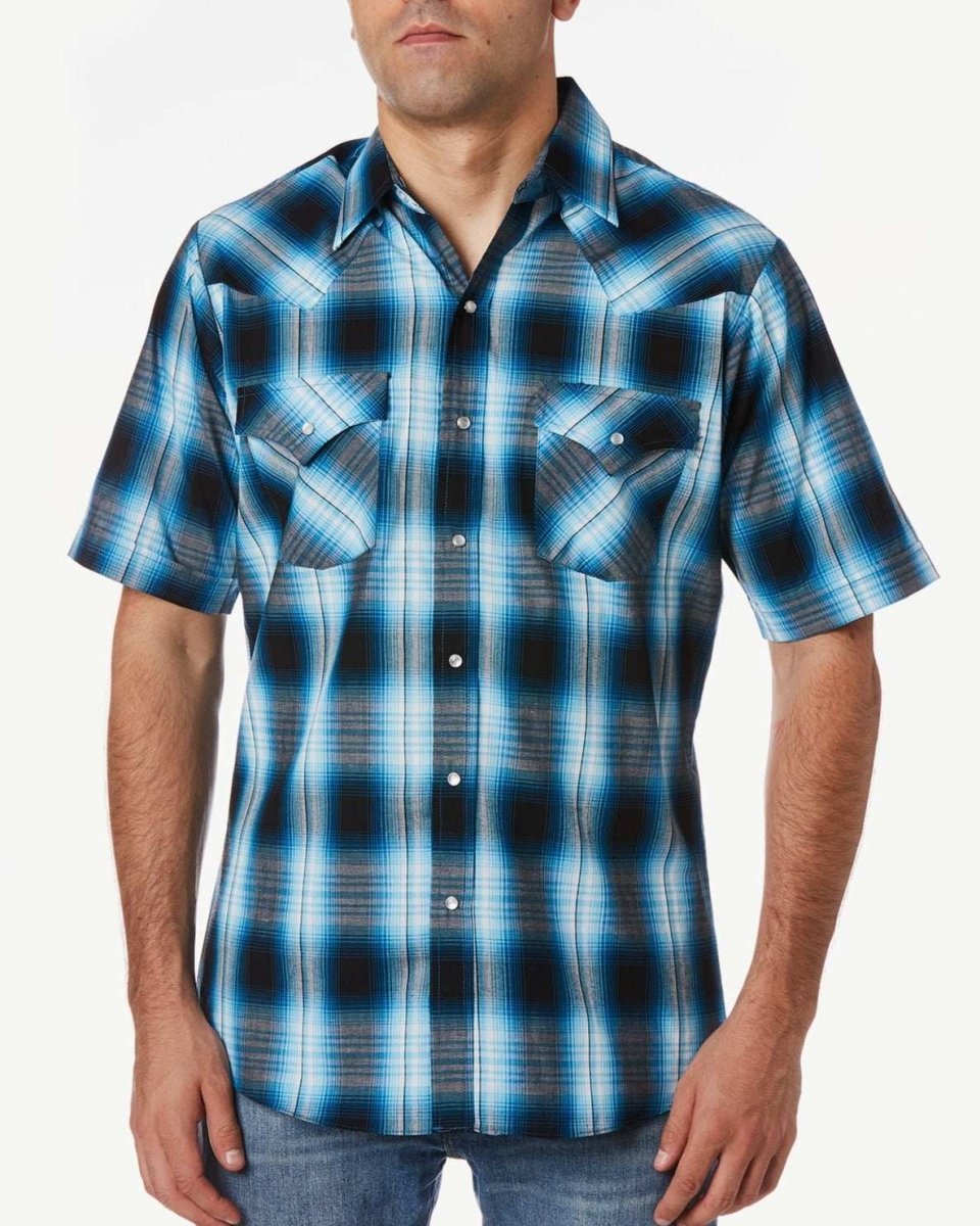 Men's Ely Cattleman Short Sleeve Plaid Western Snap Shirt - Ely Cattleman - Flyclothing LLC