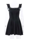 Square Neck Pleated Mini Dress - Trendsi - Flyclothing LLC