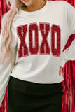 Valentine’s Day XOXO Glitter Round Neck Sweatshirt - Trendsi - Flyclothing LLC