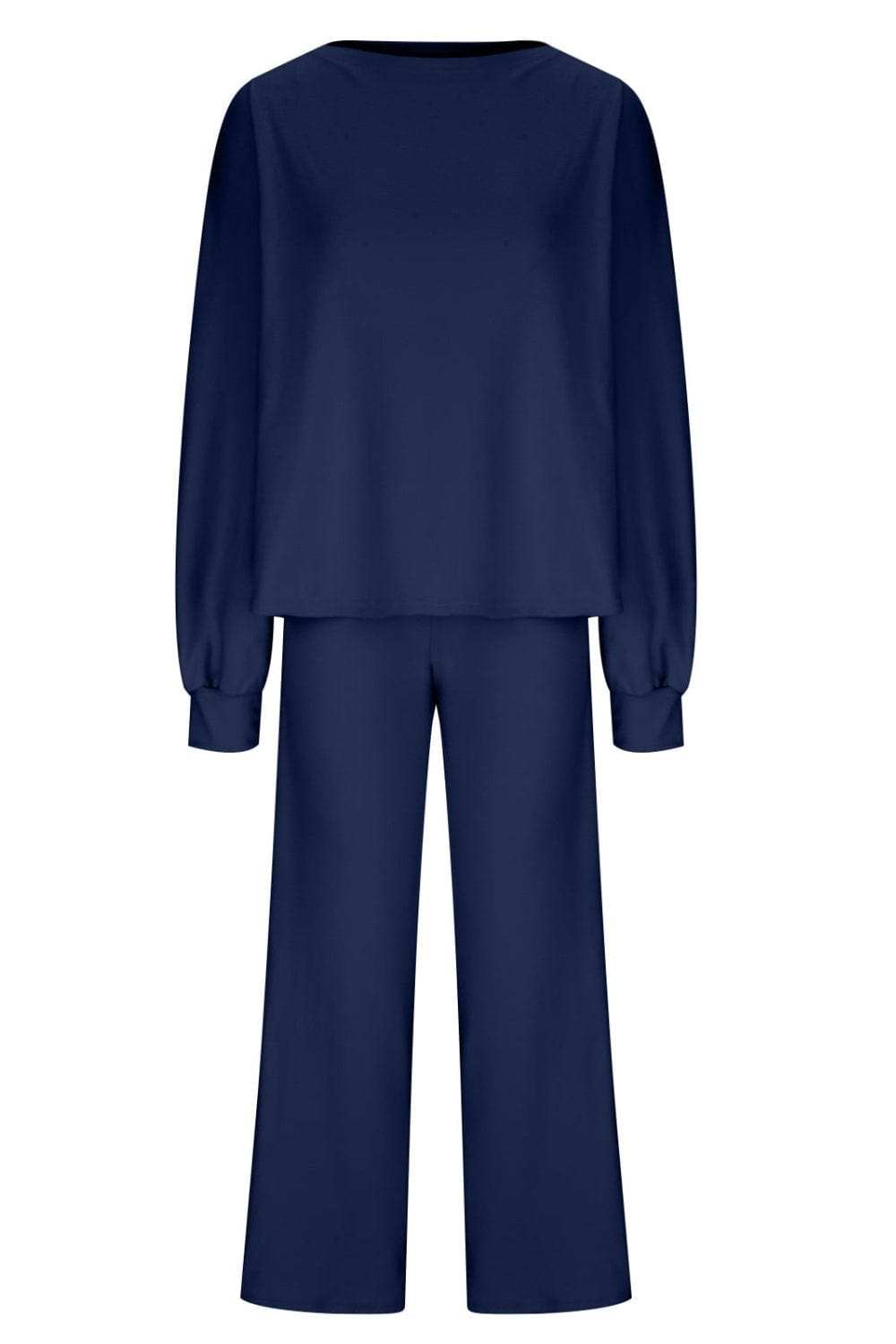 Round Neck Long Sleeve Top and Pants Set - Trendsi - Flyclothing LLC