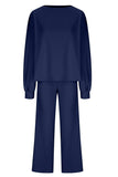Round Neck Long Sleeve Top and Pants Set - Trendsi - Flyclothing LLC