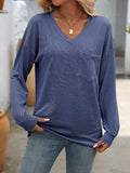 V-Neck Long Sleeve T-Shirt - Trendsi - Flyclothing LLC