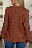 Textured Round Neck Long Sleeve Sweatshirt - Trendsi - Flyclothing LLC