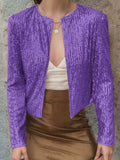Full Size Sequin Open Front Cropped Jacket - Trendsi - Flyclothing LLC