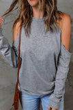 Cold Shoulder Long Sleeve Sweatshirt - Trendsi - Flyclothing LLC