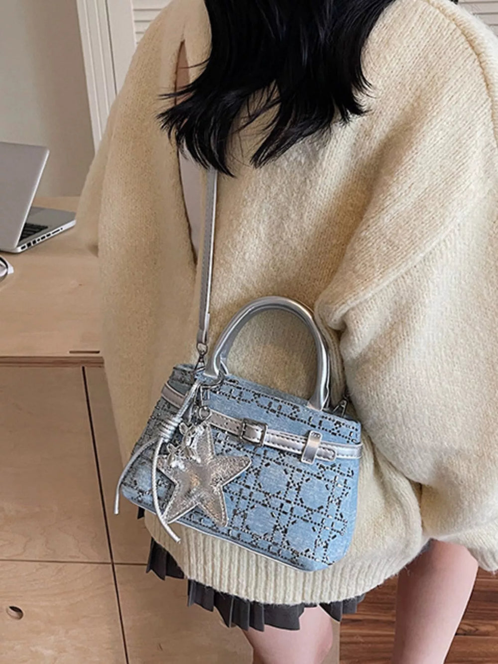 Texture Star Charm Crossbody Bag - Trendsi - Flyclothing LLC