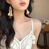 Alloy Rice Bead Dangle Earrings - Trendsi - Flyclothing LLC