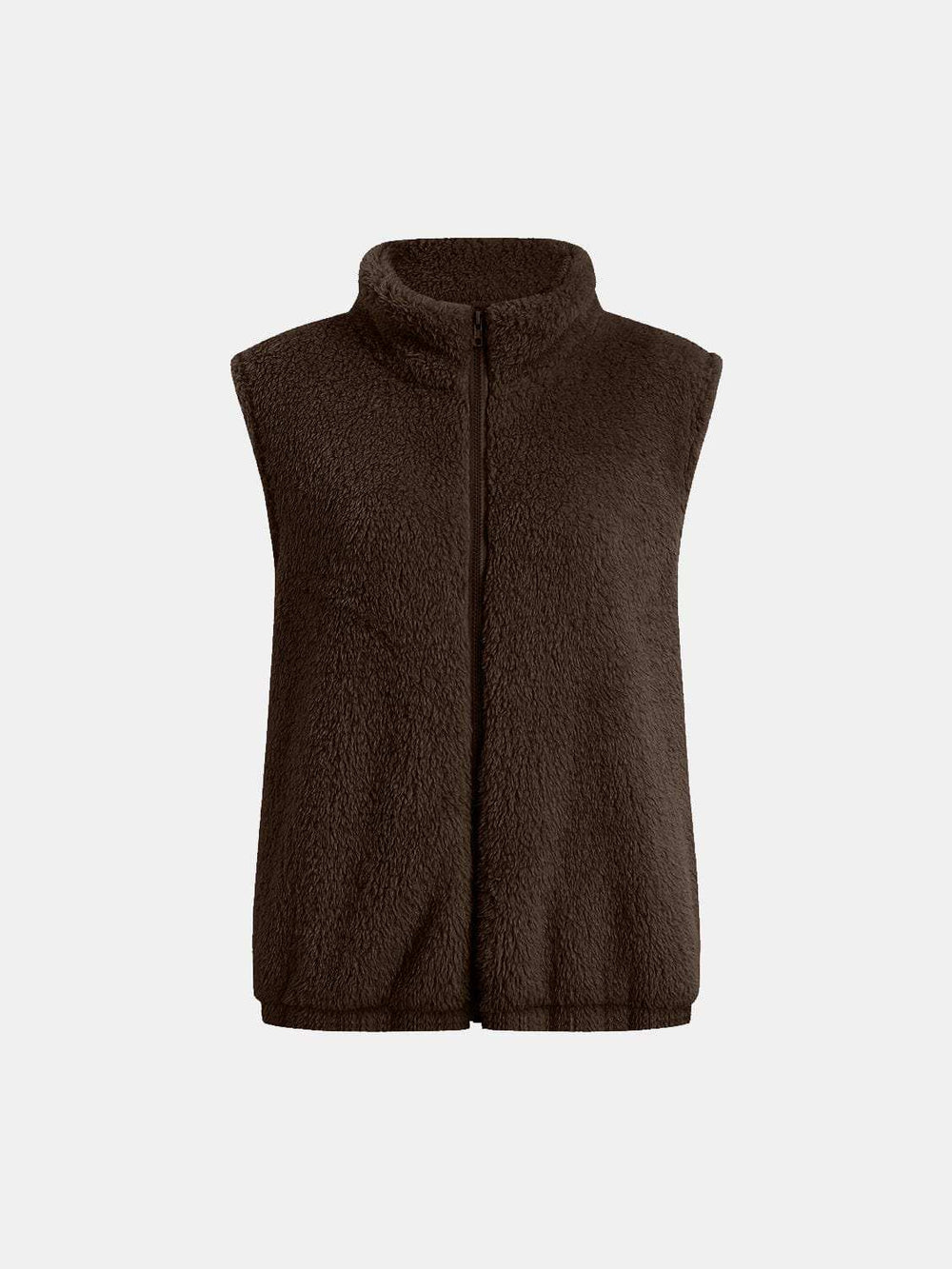 Full Size Fuzzy Zip Up Vest Coat with Pockets - Trendsi - Flyclothing LLC