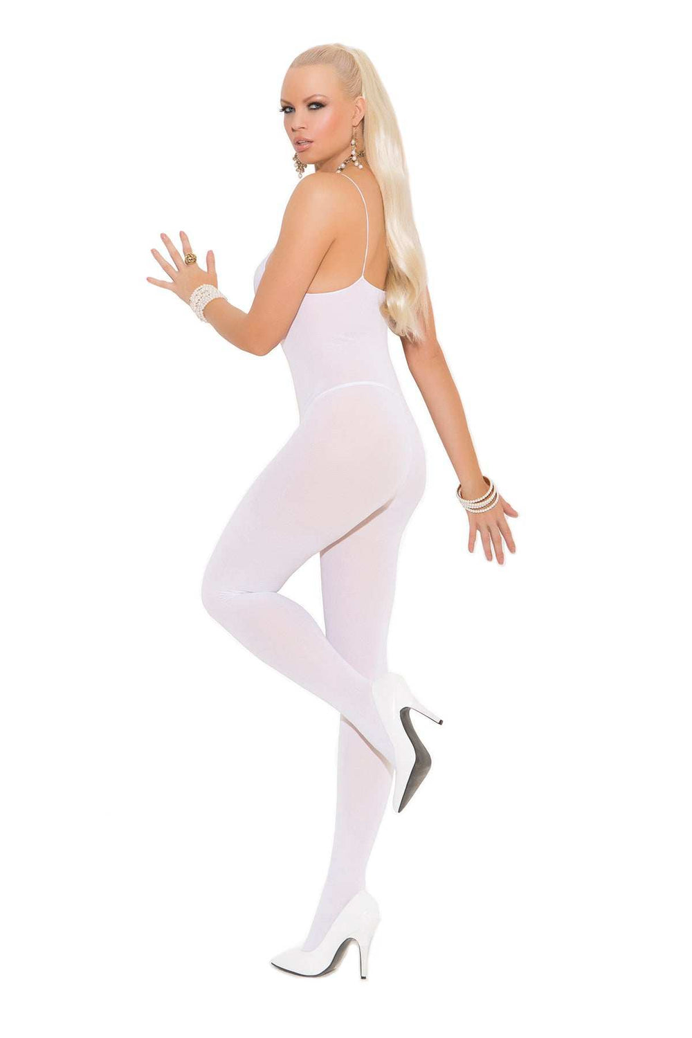 Elegant Moments White Opaque Bodystocking 1601q - Elegant Moments - Flyclothing LLC
