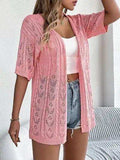 Openwork Open Front Half Sleeve Cardigan - Trendsi - Flyclothing LLC