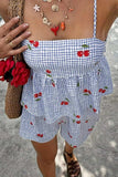 Floral Gingham Print Cami and Shorts Two-Piece Set - Trendsi - Flyclothing LLC