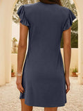 V-Neck Ruffled Cap Sleeve Mini Dress - Trendsi - Flyclothing LLC