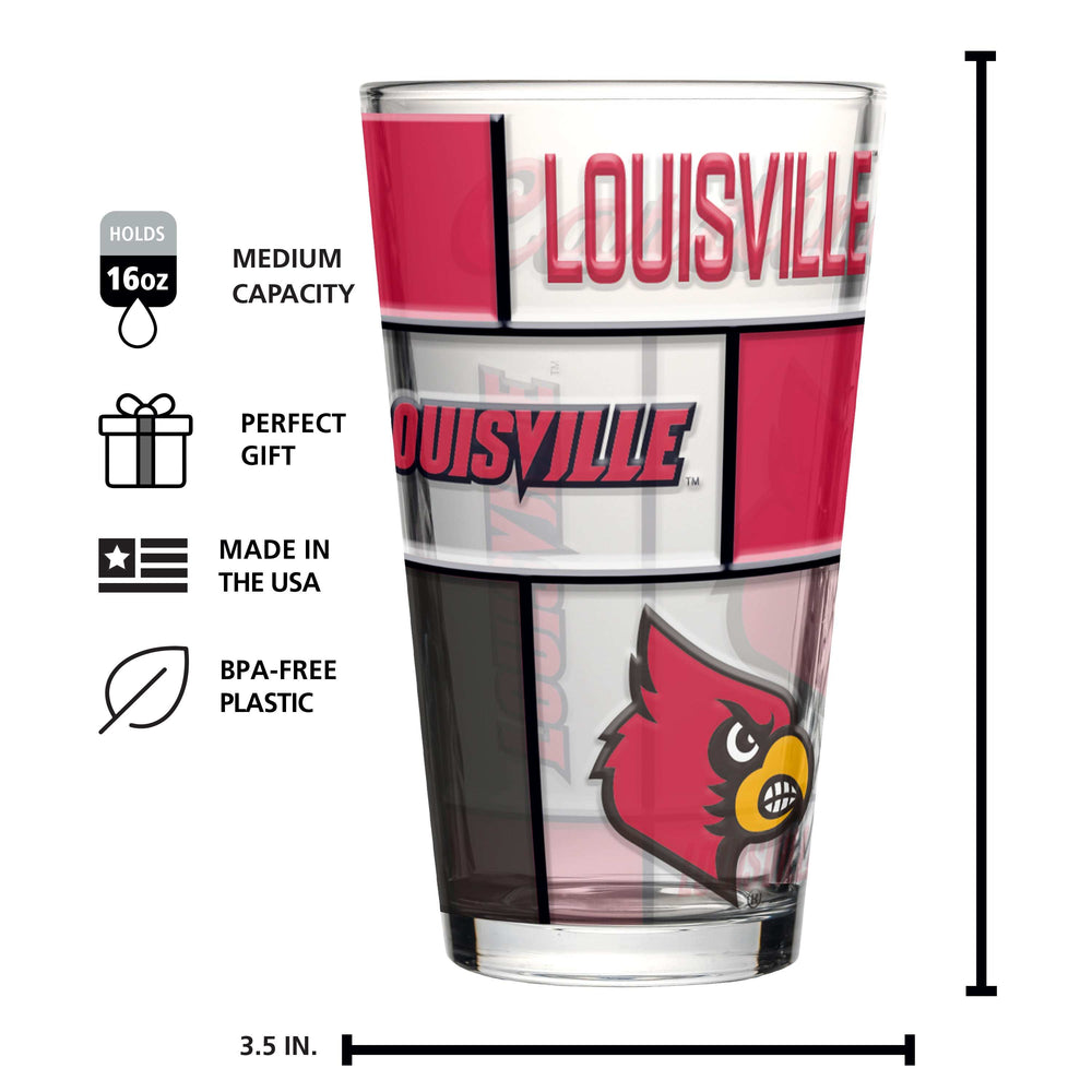 Louisville 16oz Quilted Stained Pint Glass - Logo Brands - Flyclothing LLC