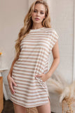 Stripe Round Neck Sleeveless Pocketed Mini Dress - Trendsi - Flyclothing LLC