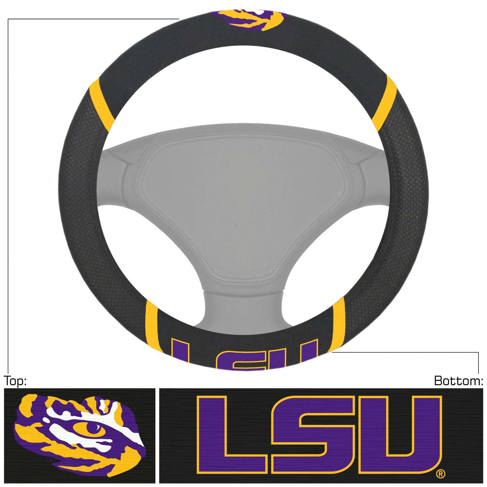 LSU Steering Wheel Cover Edit2 - Logo Brands - Flyclothing LLC