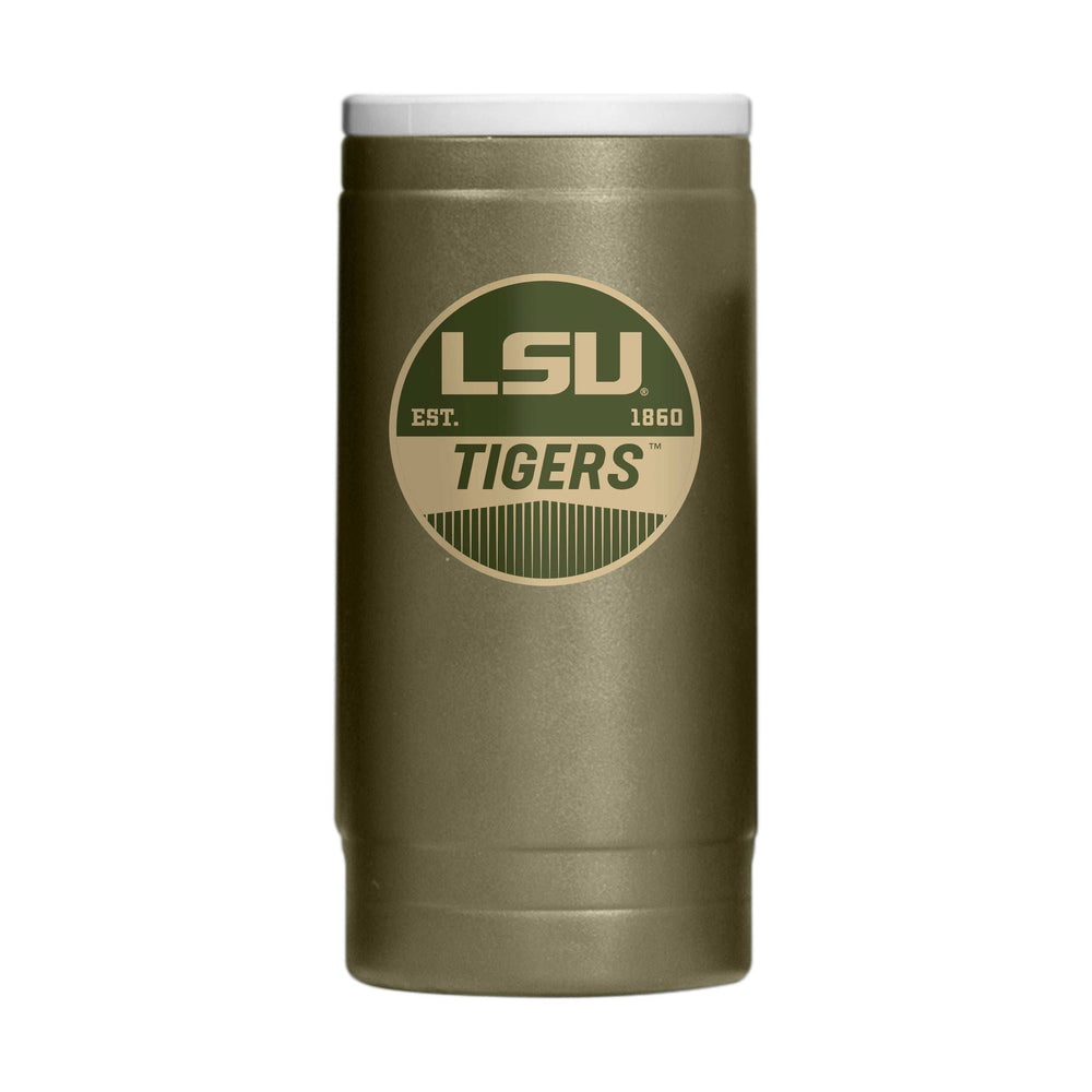 LSU Badge Powder Coat Slim Can Coolie - Logo Brands - Flyclothing LLC