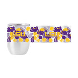 LSU 16oz Floral Stainless Curved Beverage - Logo Brands - Flyclothing LLC
