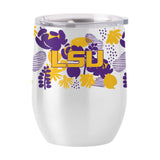 LSU 16oz Floral Stainless Curved Beverage - Logo Brands - Flyclothing LLC