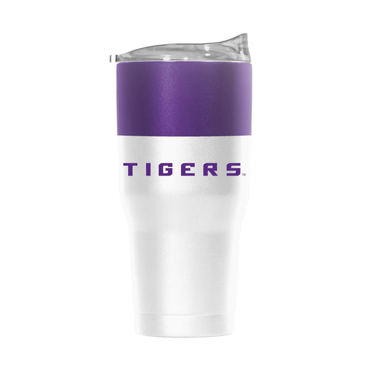 LSU 30oz Colorblock White Powder Coat Tumbler - Logo Brands - Flyclothing LLC