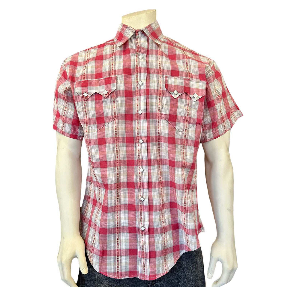 Rockmount Ranch Ware Men's Shadow Plaid Dobby Lurex Short Sleeve Western Shirt - Rockmount Clothing - Flyclothing LLC