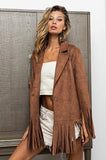 BiBi Single Blazer with Fringed Hem - Trendsi - Flyclothing LLC