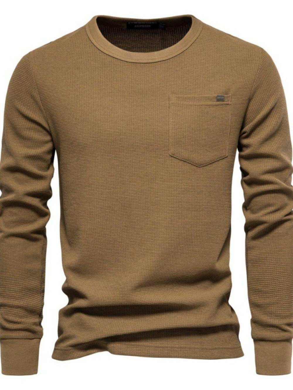 Men's Waffle-Knit Round Neck T-Shirt - Trendsi - Flyclothing LLC
