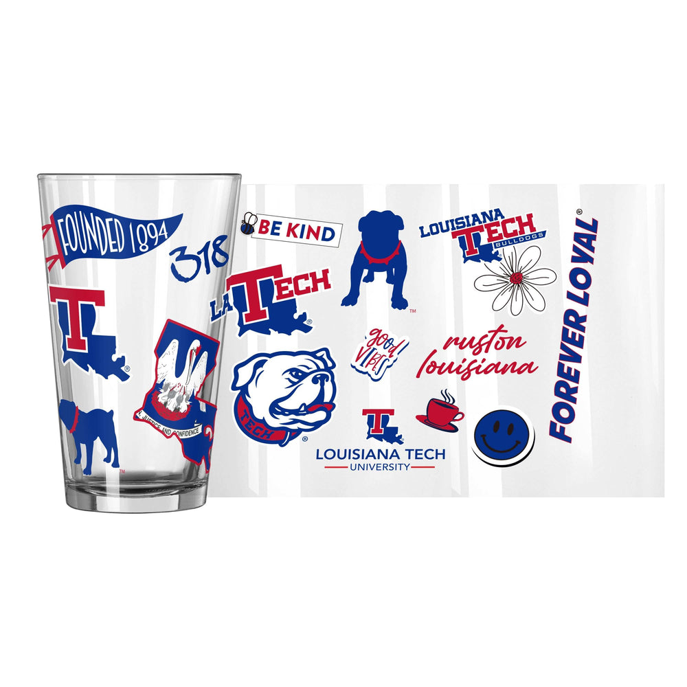 Louisiana Tech 16oz Native Pint Glass - Logo Brands - Flyclothing LLC