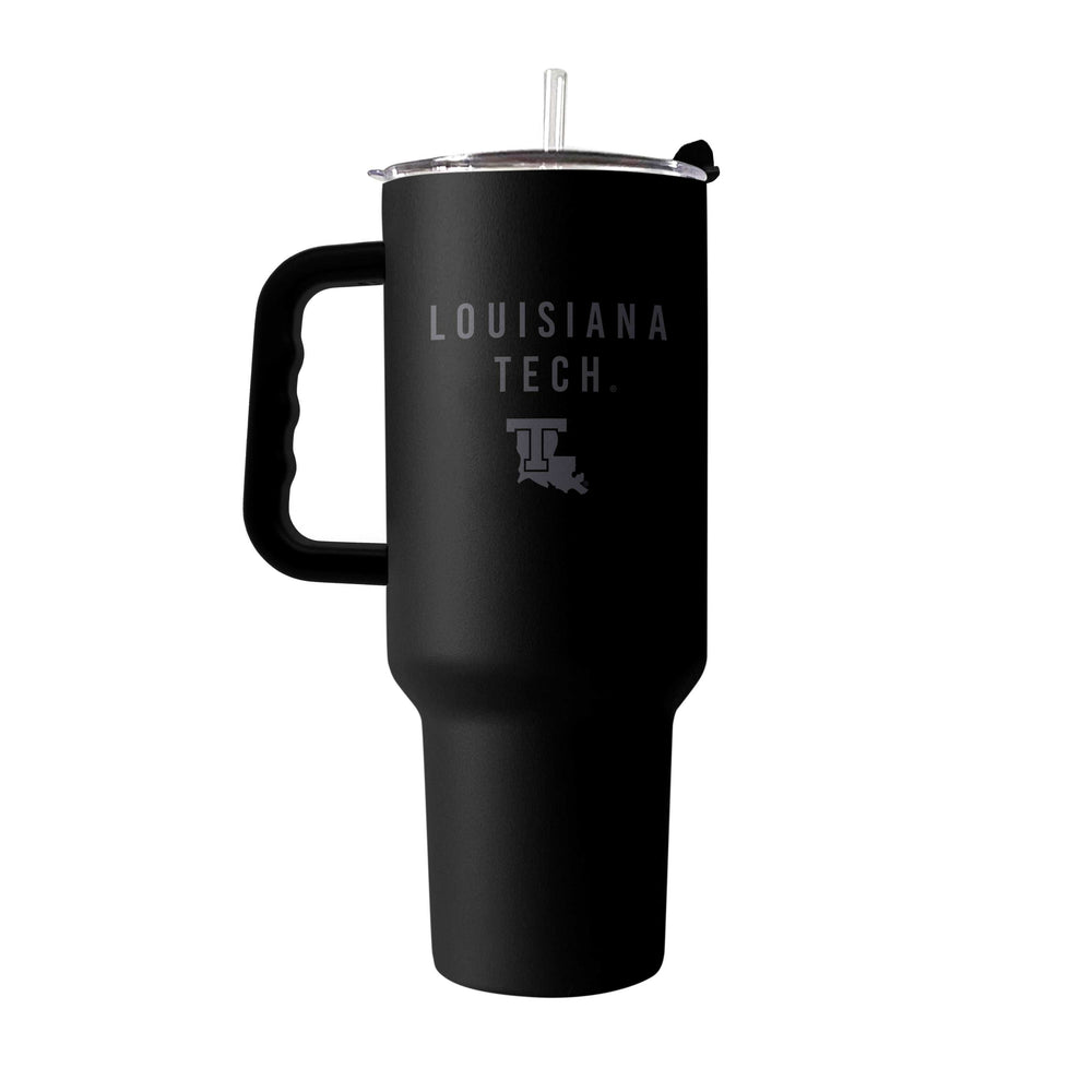 Louisiana Tech 40oz Black Tonal Powder Coat Tumbler - Logo Brands - Flyclothing LLC