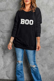 BOO Round Neck Long Sleeve Sweatshirt - Trendsi - Flyclothing LLC