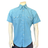 Rockmount Ranch Ware Men's Short Sleeve Aqua Western Shirt with UV Protection - Rockmount Clothing - Flyclothing LLC