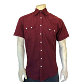 Rockmount Ranch Ware Men's Short Sleeve Burgundy Western Shirt with UV Protection - Rockmount Clothing - Flyclothing LLC