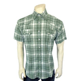 Rockmount Ranch Ware Men's Green Short Sleeve Shadow Plaid Western Shirt - Rockmount Clothing - Flyclothing LLC