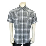 Rockmount Ranch Ware Men's Grey Short Sleeve Shadow Plaid Western Shirt - Rockmount Clothing - Flyclothing LLC