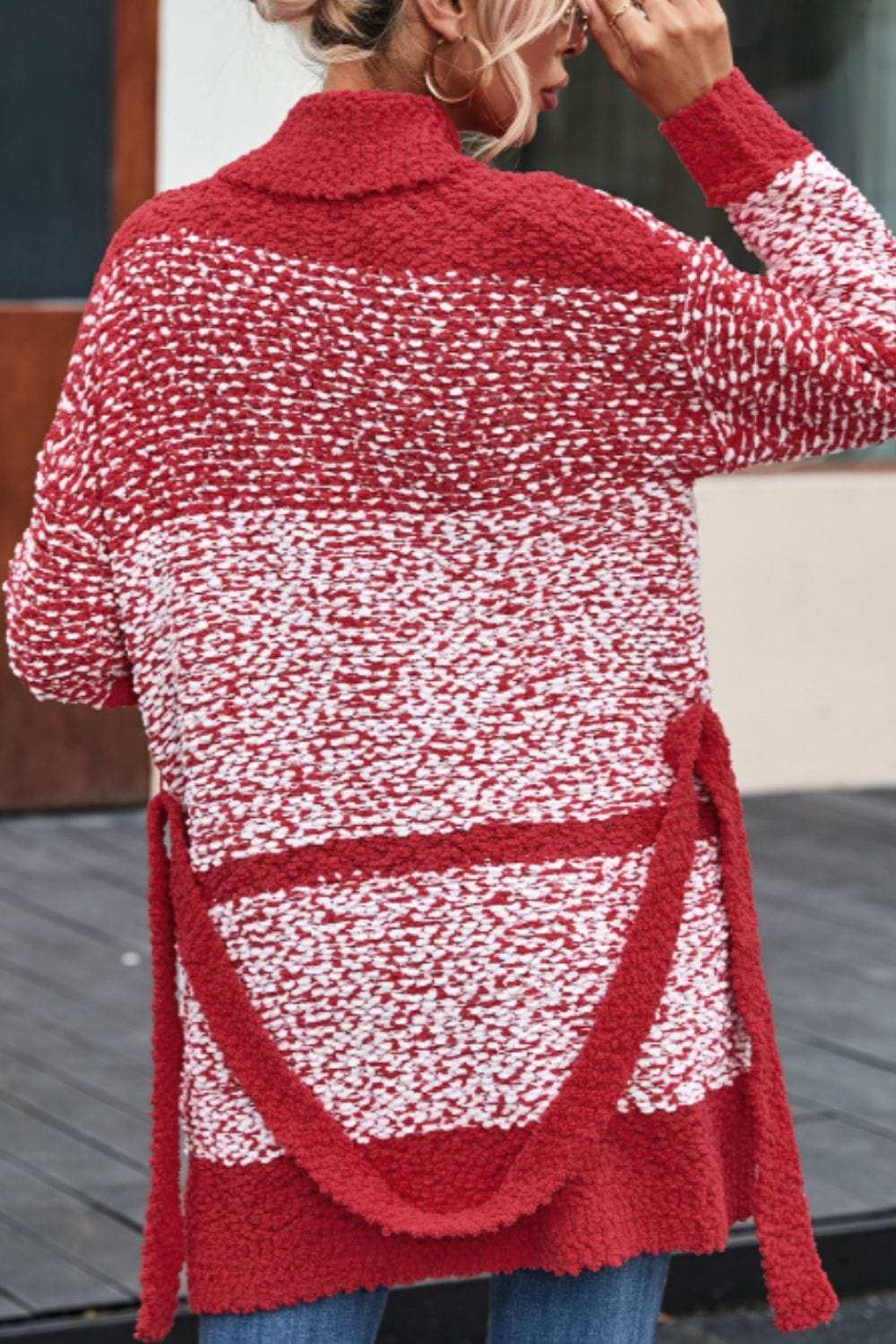 Contrast Trim Open Front Longline Cardigan - Trendsi - Flyclothing LLC