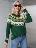 Angel Wings Geometric Round Neck Long Sleeve Sweater - Trendsi - Flyclothing LLC
