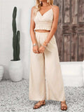 Smocked Surplice Cami and Wide Leg Pants Set - Trendsi - Flyclothing LLC