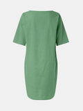 Full Size Round Neck Half Sleeve Dress with Pockets - Trendsi - Flyclothing LLC