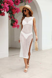 Cutout Openwork Round Neck Sleeveless Cover-Up - Trendsi - Flyclothing LLC