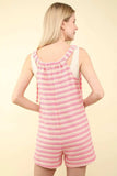 VERY J Tie Shoulder Front Pocket Striped Contrast Romper - Trendsi - Flyclothing LLC